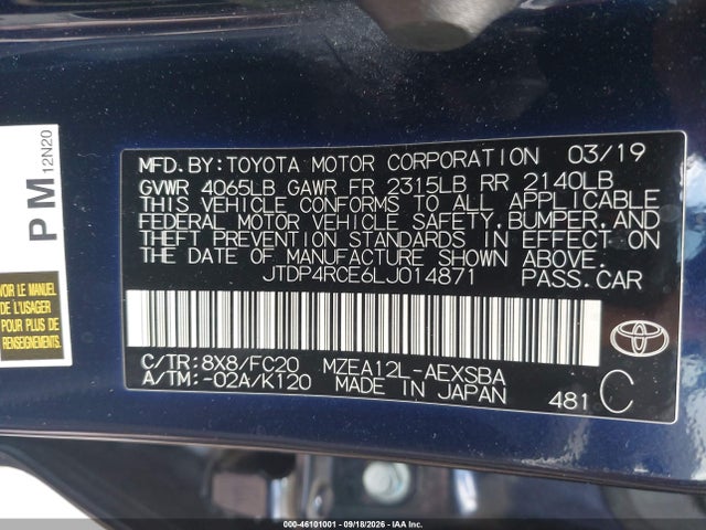 Toyota COROLLA SE 2020 JTDP4RCE6LJ014871 Image 9