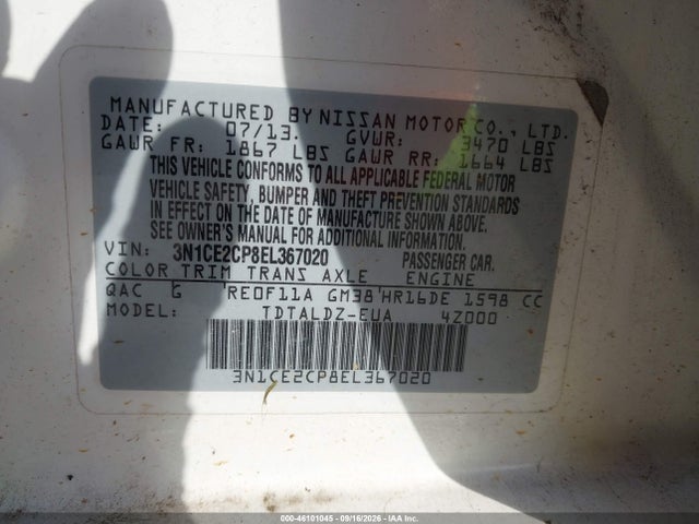 Aukcja sprzedaży 2014 Nissan Versa Note Sv, vin: 3N1CE2CP8EL367020, numer aukcji: 46101045