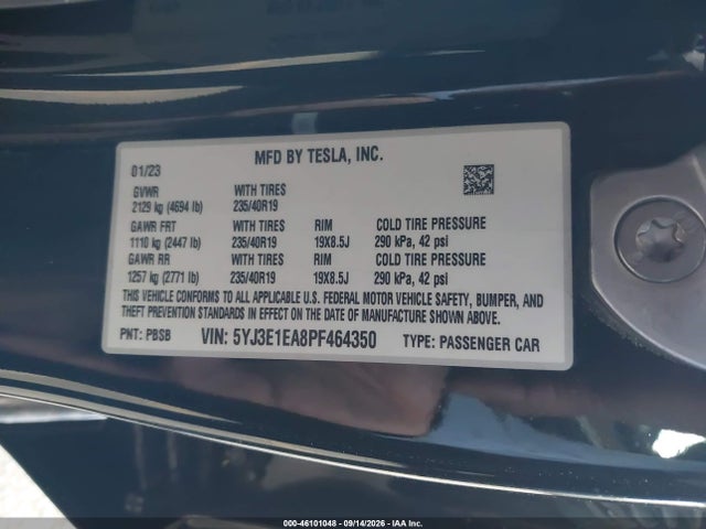 Tesla Model 3 Rear-wheel Drive 2023 5YJ3E1EA8PF464350 Image 9