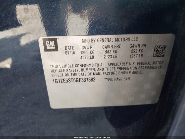 Aukcja sprzedaży 2016 Chevrolet Malibu 1lt, vin: 1G1ZE5ST6GF337382, numer aukcji: 46101072
