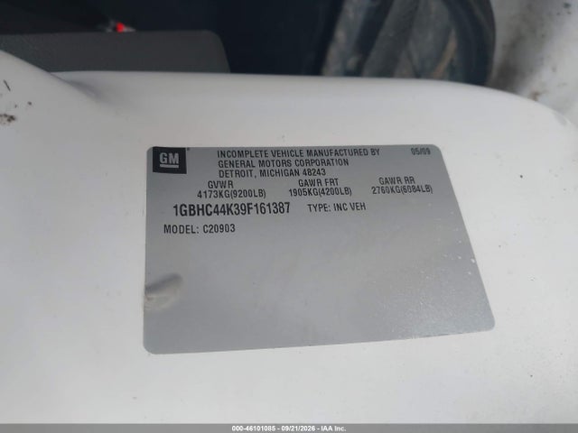 46101085 :رقم المزاد ، 1GBHC44K39F161387 vin ، 2009 Chevrolet Silverado 2500hd Work Truck مزاد بيع