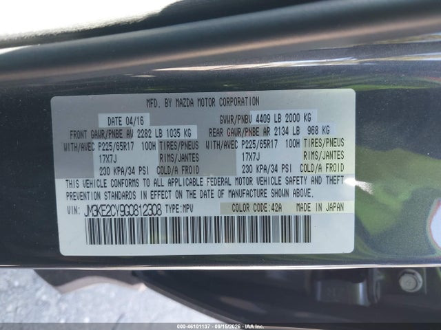 Aukcja sprzedaży 2016 Mazda Cx-5 Touring, vin: JM3KE2CY9G0812308, numer aukcji: 46101137
