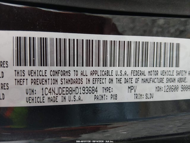 Продаж на аукціоні авто 2017 Jeep Compass High Altitude 4x4, vin: 1C4NJDEB8HD193684, номер лоту: 46101138