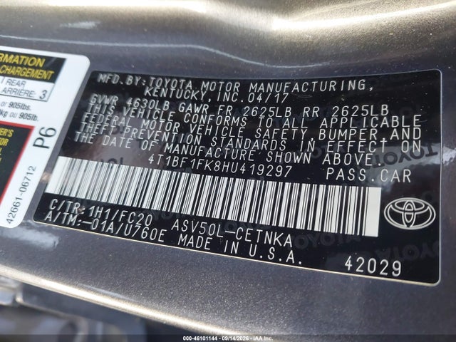 Продаж на аукціоні авто 2017 Toyota Camry Le, vin: 4T1BF1FK8HU419297, номер лоту: 46101144