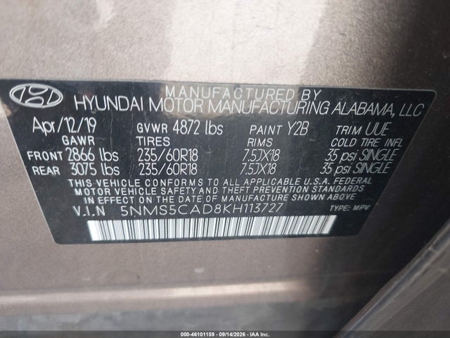 Hyundai Santa Fe Ultimate 2019 5NMS5CAD8KH113727 Image 9