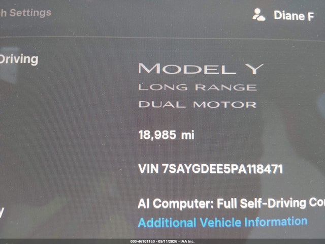 Aukcja sprzedaży 2023 Tesla Model Y Awd/long Range Dual Motor All-wheel Drive, vin: 7SAYGDEE5PA118471, numer aukcji: 46101160