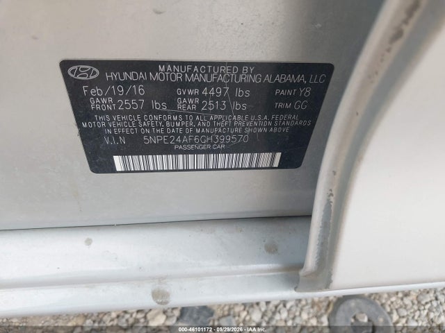 Продаж на аукціоні авто 2016 Hyundai Sonata, vin: 5NPE24AF6GH399570, номер лоту: 46101172