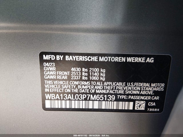 Aukcja sprzedaży 2023 Bmw M235 Gran Coupe I Xdrive, vin: WBA13AL03P7M65139, numer aukcji: 46101182