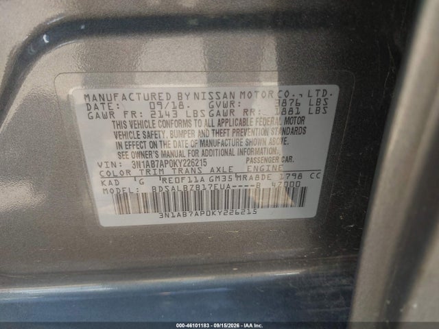 Nissan SENTRA S 2019 3N1AB7AP0KY226215 Image 9