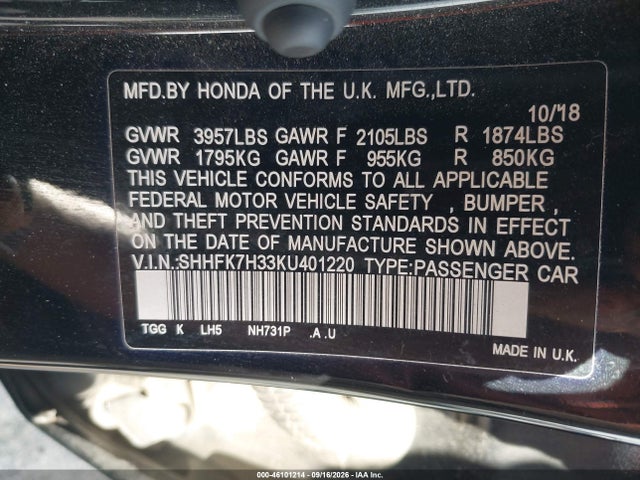 Honda Civic Lx 2019 SHHFK7H33KU401220 Image 9