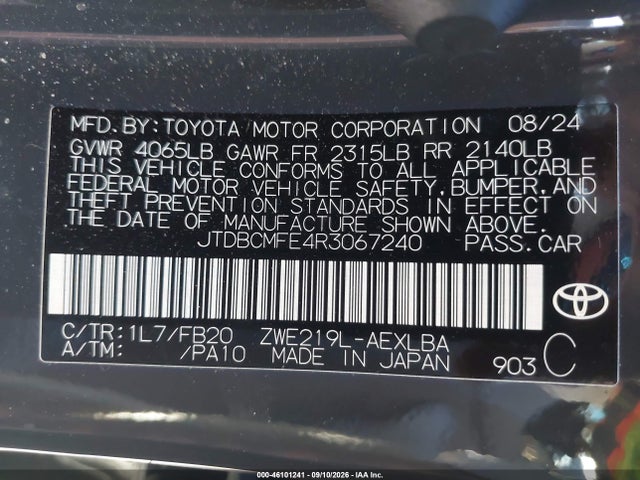 Toyota Corolla Hybrid Le 2024 JTDBCMFE4R3067240 Image 9
