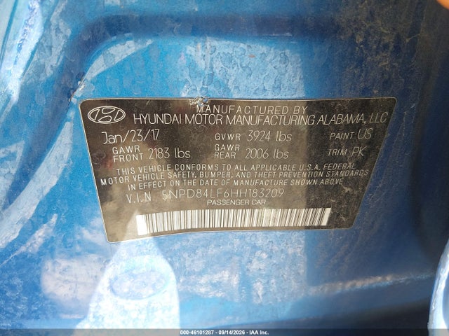 Aukcja sprzedaży 2017 Hyundai Elantra Se, vin: 5NPD84LF6HH183209, numer aukcji: 46101287