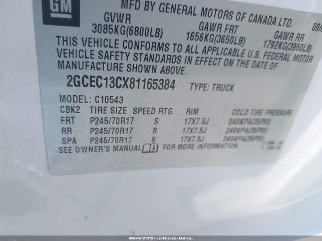 Aukcja sprzedaży 2008 Chevrolet Silverado 1500 Ls, vin: 2GCEC13CX81165384, numer aukcji: 46101319