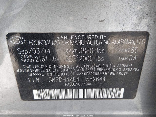 Hyundai ELANTRA SE 2015 5NPDH4AE4FH582644 Image 9