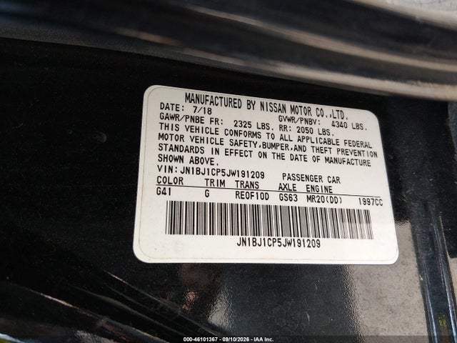 Продаж на аукціоні авто 2018 Nissan Rogue Sport S, vin: JN1BJ1CP5JW191209, номер лоту: 46101367