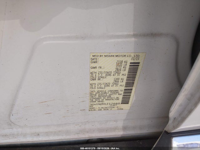 Aukcja sprzedaży 2015 Nissan Murano Platinum, vin: 5N1AZ2MG9FN212660, numer aukcji: 46101379