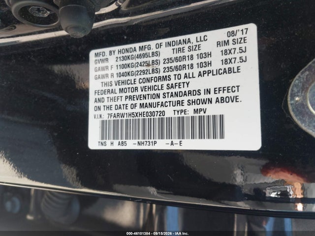 Продажа на аукционе авто 2017 Honda Cr-v Ex, vin: 7FARW1H5XHE030720, номер лота: 46101384