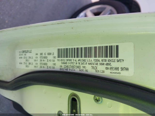 46101386 :رقم المزاد ، 1D3HB13TX9S719483 vin ، 2009 Dodge Ram 1500 Slt/sport/trx مزاد بيع