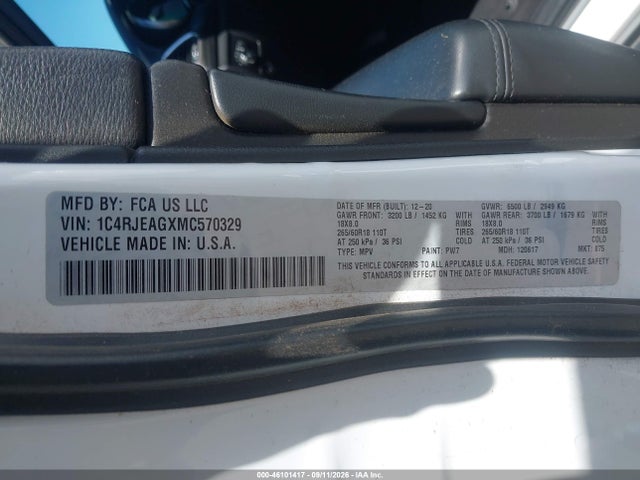 Продаж на аукціоні авто 2021 Jeep Grand Cherokee Laredo X 4x2, vin: 1C4RJEAGXMC570329, номер лоту: 46101417