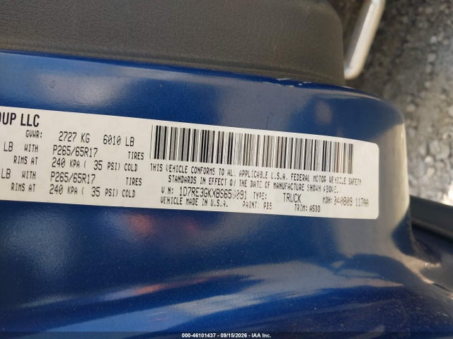 Продажа на аукционе авто 2011 Dodge Dakota, vin: 1D7RE3GKXBS656091, номер лота: 46101437