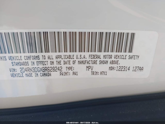 Aukcja sprzedaży 2011 Dodge Grand Caravan Mainstreet, vin: 2D4RN3DGXBR628242, numer aukcji: 46101441