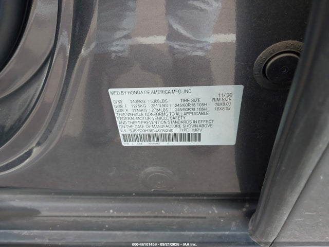 2020 Acura Mdx Standard მანქანა იყიდება აუქციონზე, vin: 5J8YD3H36LL016280, აუქციონის ნომერი: 46101459