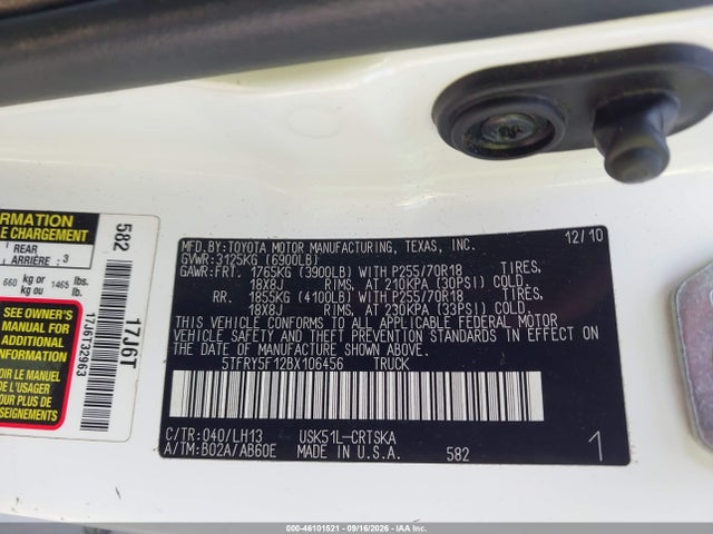 Продажа на аукционе авто 2011 Toyota Tundra Grade 5.7l V8, vin: 5TFRY5F12BX106456, номер лота: 46101521