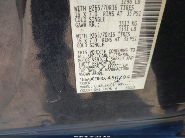 Продажа на аукционе авто 2012 Nissan Frontier Sv, vin: 1N6AD0ER0CC450294, номер лота: 46101562