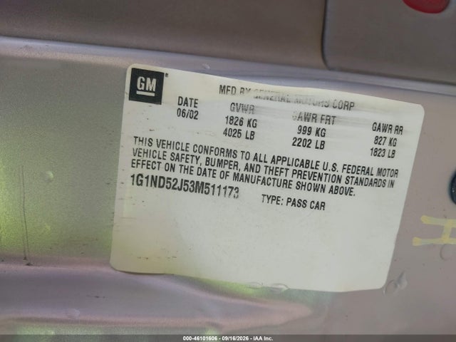 Продажа на аукционе авто 2003 Chevrolet Malibu, vin: 1G1ND52J53M511173, номер лота: 46101606