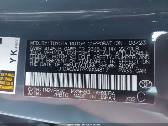 Toyota Prius Le 2023 JTDACAAU7P3004817 Image 9