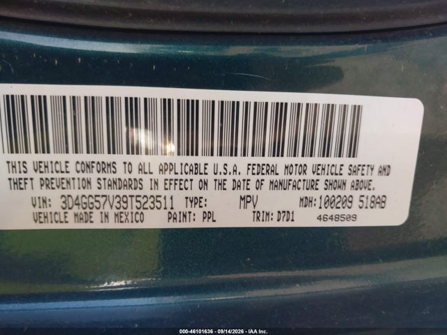 Aukcja sprzedaży 2009 Dodge Journey Sxt, vin: 3D4GG57V39T523511, numer aukcji: 46101636