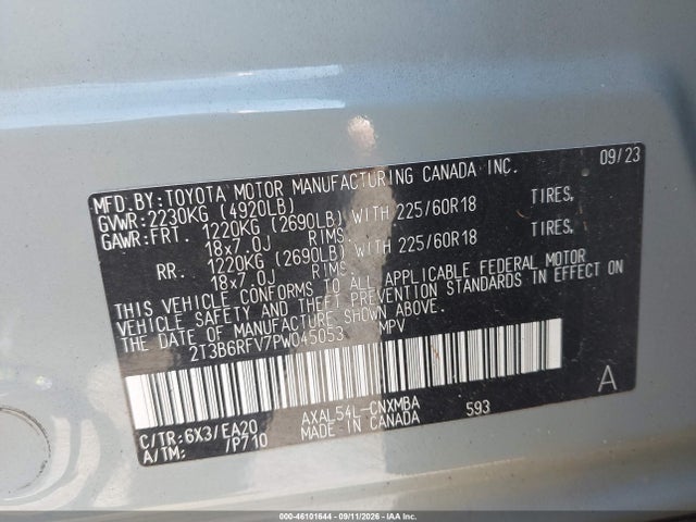 Продажа на аукционе авто 2023 Toyota Rav4 Hybrid Xle Premium, vin: 2T3B6RFV7PW045053, номер лота: 46101644