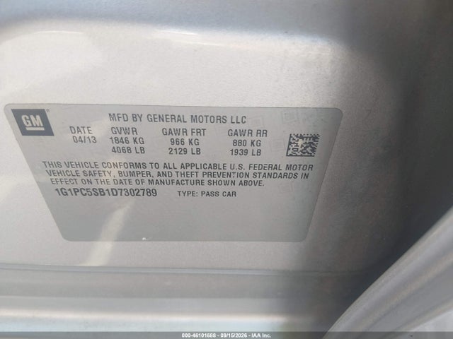 Продаж на аукціоні авто 2013 Chevrolet Cruze 1lt Auto, vin: 1G1PC5SB1D7302789, номер лоту: 46101688