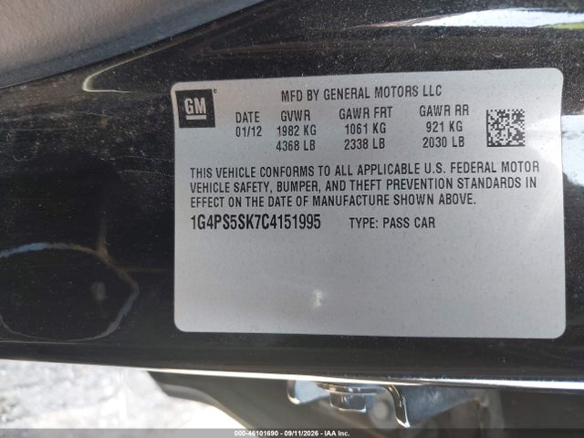 Продажа на аукционе авто 2012 Buick Verano Leather Group, vin: 1G4PS5SK7C4151995, номер лота: 46101690