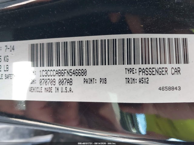 Aukcja sprzedaży 2015 Chrysler 200 Limited, vin: 1C3CCCAB6FN546680, numer aukcji: 46101731