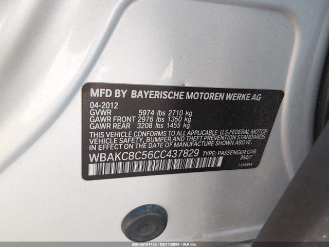 Aukcja sprzedaży 2012 Bmw 750li Xdrive, vin: WBAKC8C56CC437829, numer aukcji: 46101738