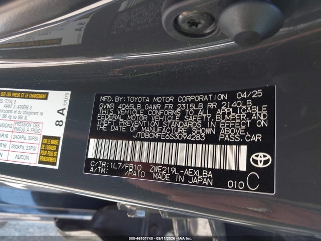 Toyota Corolla Hybrid Le 2025 JTDBCMFE6S3094283 Image 9