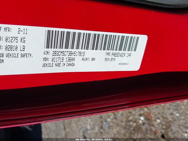 Продаж на аукціоні авто 2011 Dodge Charger R/t, vin: 2B3CM5CT3BH517815, номер лоту: 46101753
