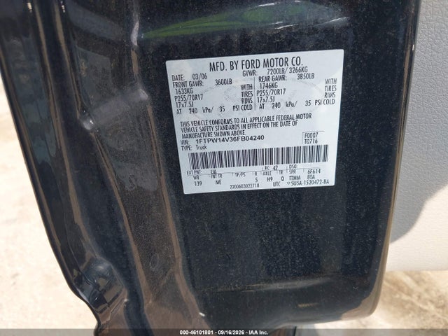 Aukcja sprzedaży 2006 Ford F150 Supercrew, vin: 1FTPW14V36FB04240, numer aukcji: 46101801
