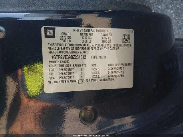 Продаж на аукціоні авто 2011 Gmc Sierra 1500 Sle, vin: 1GTR2VE39BZ231012, номер лоту: 46101834