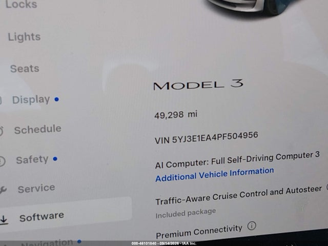 Aukcja sprzedaży 2023 Tesla Model 3 Rear-wheel Drive, vin: 5YJ3E1EA4PF504956, numer aukcji: 46101840