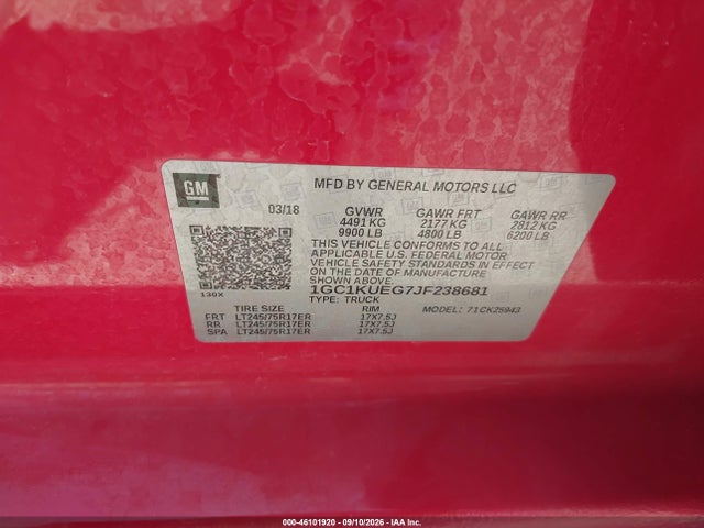 Продаж на аукціоні авто 2018 Chevrolet Silverado 2500hd Wt, vin: 1GC1KUEG7JF238681, номер лоту: 46101920