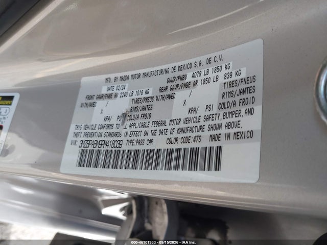 46101933 :رقم المزاد ، 3MZBPABM9RM418039 vin ، 2024 Mazda Mazda3 2.5 S Select Sport مزاد بيع