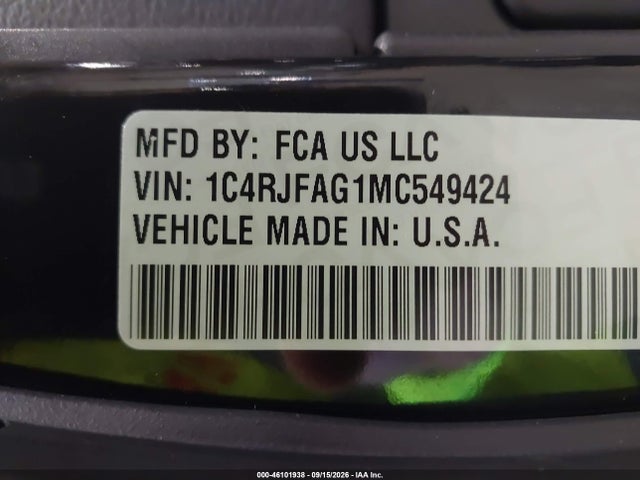 Продаж на аукціоні авто 2021 Jeep Grand Cherokee Laredo X 4x4, vin: 1C4RJFAG1MC549424, номер лоту: 46101938
