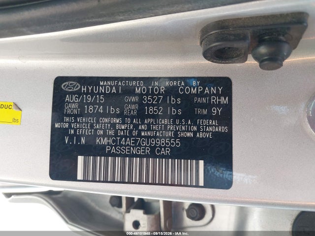 KMHCT4AE7GU998555 Hyundai ACCENT SE