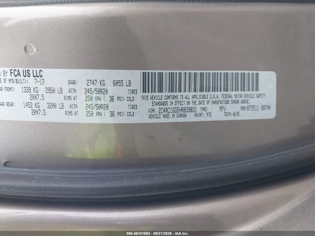 Aukcja sprzedaży 2017 Chrysler Pacifica Limited, vin: 2C4RC1GG5HR839831, numer aukcji: 46101962
