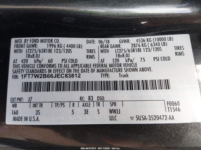 Ford F-250 Xlt 2018 1FT7W2B66JEC83812 Image 9
