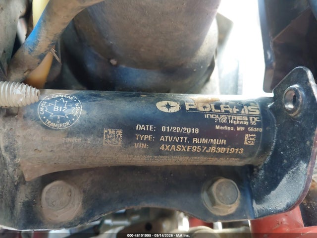 46101995 :رقم المزاد ، 4XASXE957JB301913 vin ، 2018 Polaris Sportsman Xp 1000 مزاد بيع