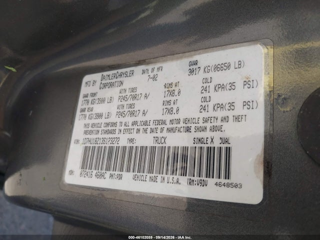 Aukcja sprzedaży 2003 Dodge Ram 1500 Slt/laramie/st, vin: 1D7HU18Z13S123272, numer aukcji: 46102059