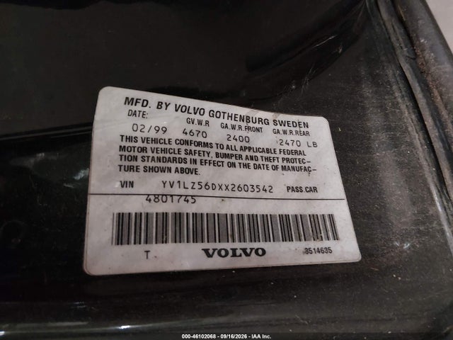 Продажа на аукционе авто 1999 Volvo V70 Xc, vin: YV1LZ56DXX2603542, номер лота: 46102068